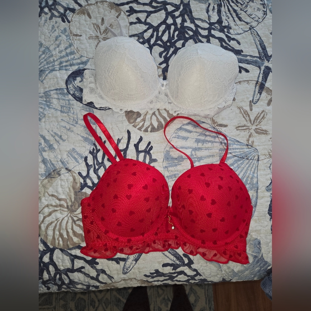 Red Heart Patterned Bra Bundle
